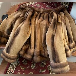 Russian Sable Trimming Sheared Mink Fur Jacket